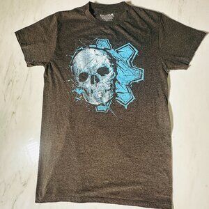 Gears of War Gray T-Shirt - Front Graphic Skull Gear - Size Small - Microsoft